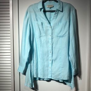 Vintage Jones New York Sport Linen Blue Button Down Shirt